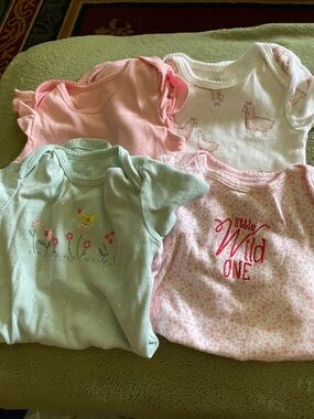 Baby Girl 4-Pack Onesies - Pink, Mint, White
